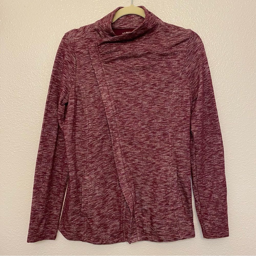 G.H. Bass womans Knit w/pockets Asymmetrical full zip Cardigan shacket Jacket S - Picture 2 of 12
